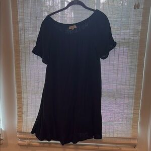 LOFT black gauze off shoulder beach dress